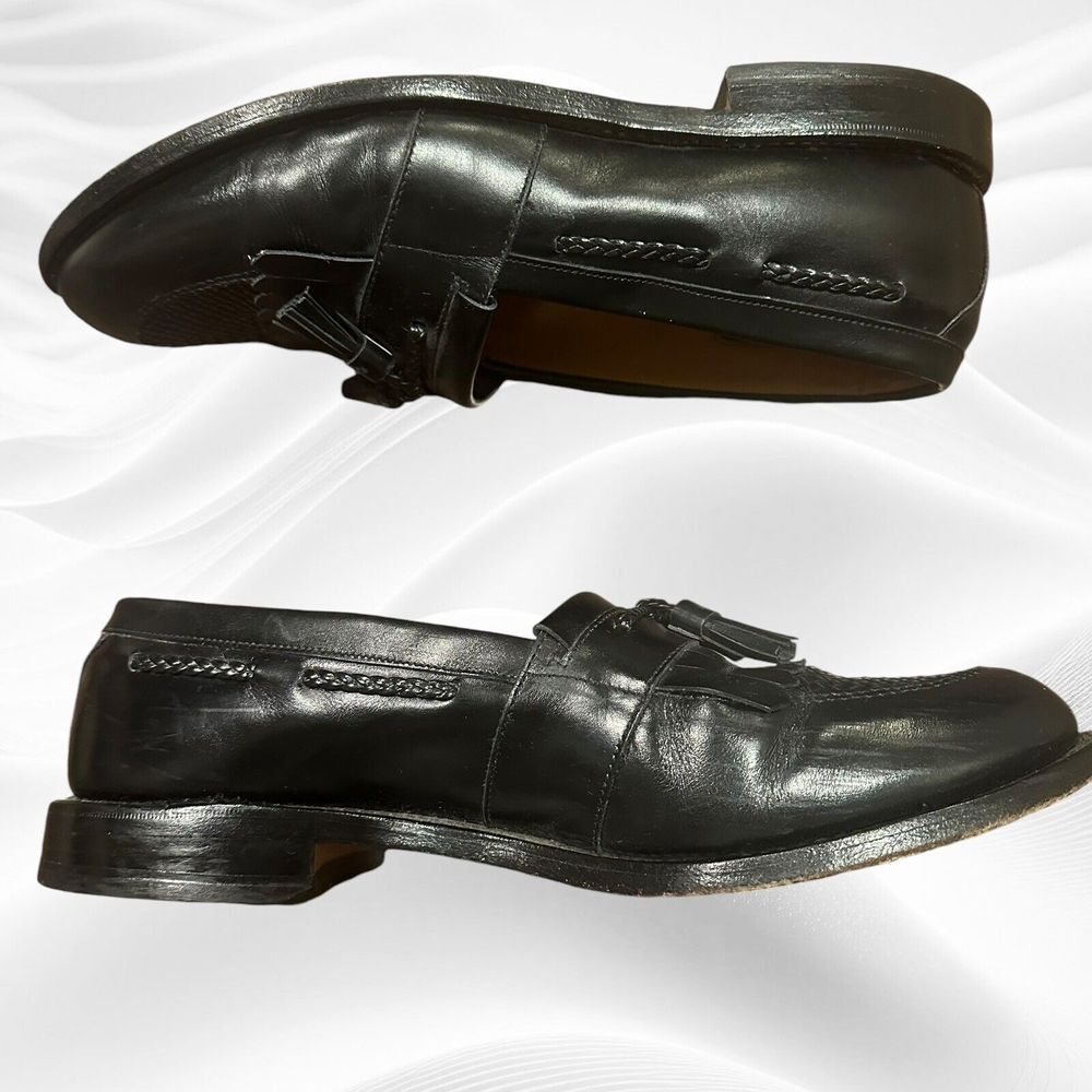 Men's Shoes ALLEN EDMONDS CODY Kiltie Tassel‎ Loafers 10.5D Black Woven Leather - Picture 3 of 9